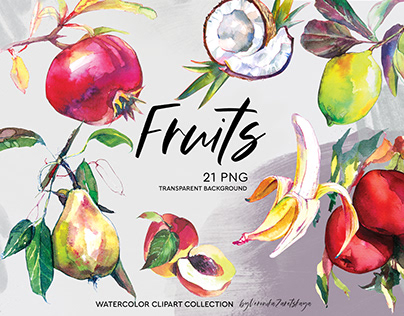 Fruits Watercolor Clipart Collection