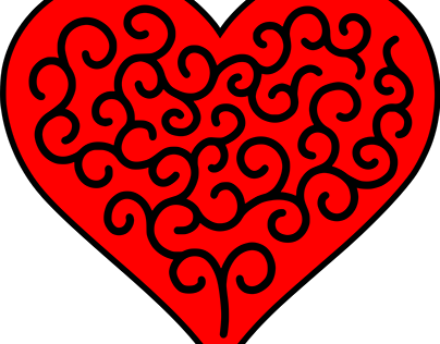 Hand drawn heart shaped mazes