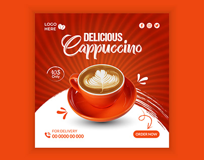 Cappuccino social media post design