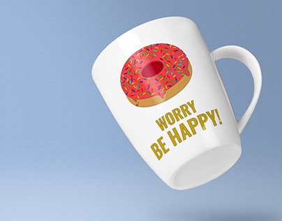 Mug, T-shirt graphics "Donut worry, be happy!"