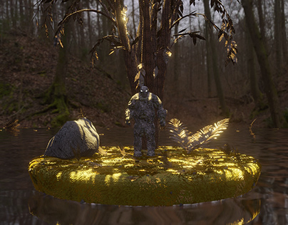 Golem in a forest ambience
