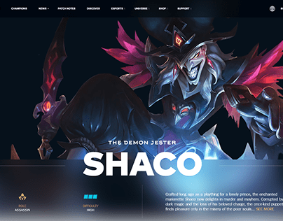 League of Legends Website Redesign | Shaco Guide