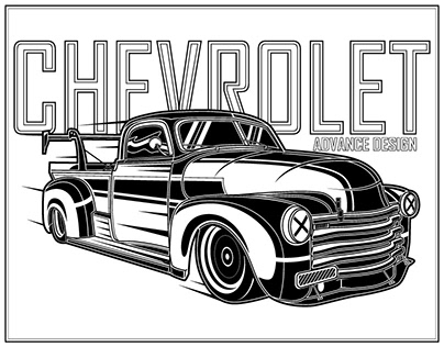 Illustration Automotive Line Art of Chevrolet Car