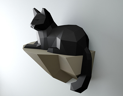 DIY papercraft Cat on a rock with your own hands
