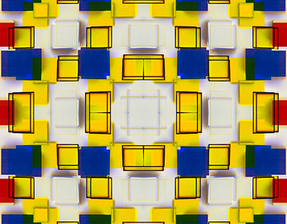 Photomontage numérique symétrique style Mondrian