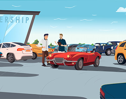 Car showroom illustration
