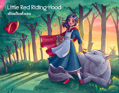 illustrations for the fairy tale Little Red Riding Hood