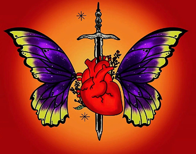 Butterfly Heart Dagger 🗡️  Concept Digital Illustration