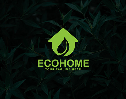 Simple leaf and house Eco home logo template Design