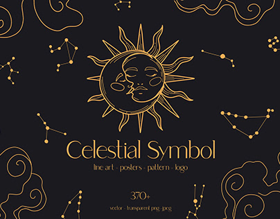 Celestial Symbols _ Sun Moon Constellations Moon Phases