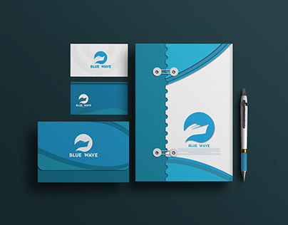'BLUE WAVE' shipping company logo concept