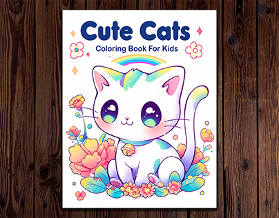 Cute Cats Coloring Book Cover Design for Amazon Kdp