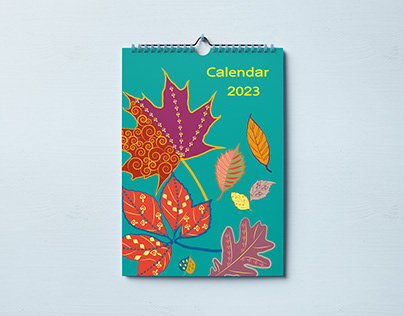Abstract leaves wall calendar_2023