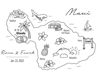 Hand drawn doodle illustrated maps