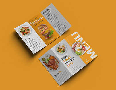 Restaurant modern food menu trifold brochure design