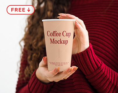 Free Coffee Cup in Women Hands Mockup
