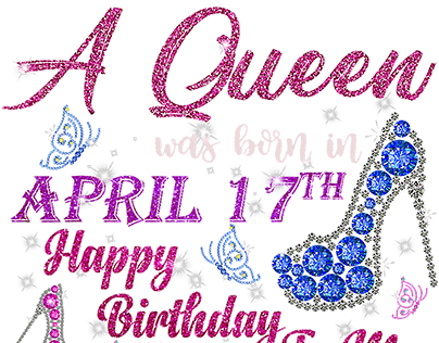 A Queen Was Born In April High Heels Birthday Women's