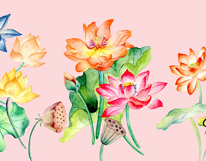 Lotus Watercolor (Surface Pattern Design)