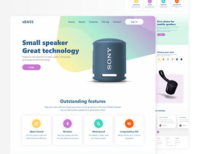 Wireless speakers - landing page webdesign