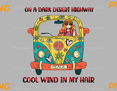 On A Dark Desert Highway Hippie Van PNG