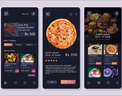 Food app prominent screens