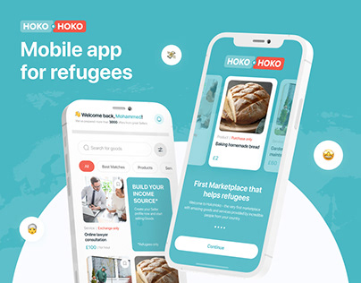 HokoHoko mobile app. First marketplace to help refugees