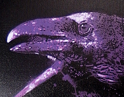 Purple raven on canvas