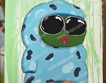 Bape Pepe Painting Meme Frog On Canvas