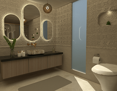 Bathroom with Cuneiform language design