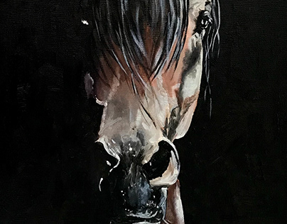 Brown horse. Oil on canvas. 30/40 cm.