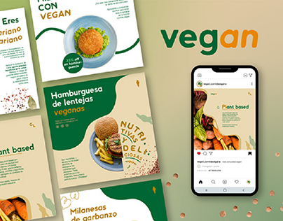 Marca gráfica de vegan, comida vegana