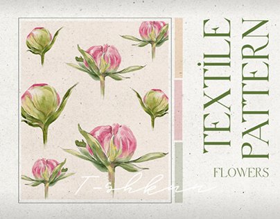 Print in the form of peonies for textile brand Twilly
