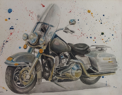 watercolor motorcycle