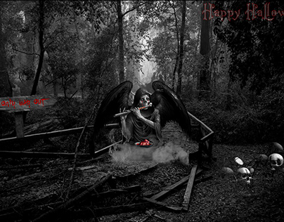 Hallowe'en Greetings! Concept images composited