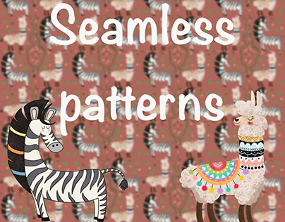Seamless patterns with zebra and lama