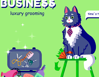 Grooming salon identity "Purr Business"