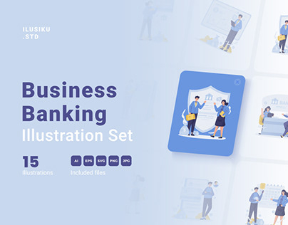 Business Banking Vector Illustration Set