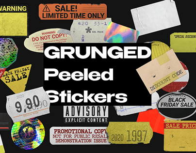 GRUNGED peeled stickers FREE
