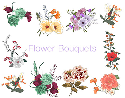 Collection of flower bouquets.