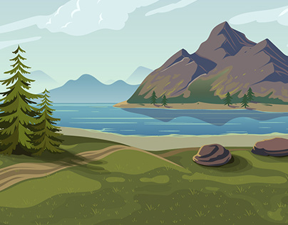 Alaska Wilderness illustration, drawing process