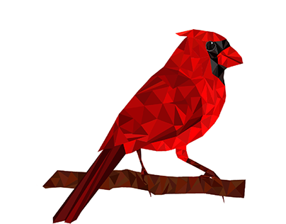 Mosaic Illustration of Northern Cardinal Bird.