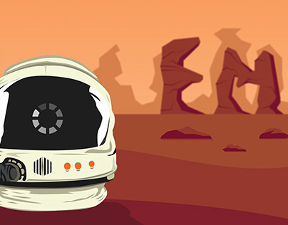 Mars Style Astronaut Illustration