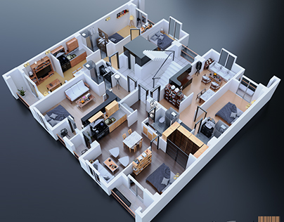 Interior design from the top view 
4 different houses