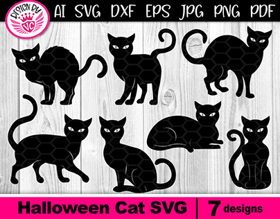 Halloween Cat SVG Silhouette Clip Art