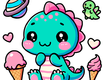 Super Cute Baby Dinosaur Sticker