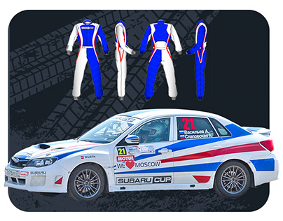 Subaru Impreza rally car livery in team colours