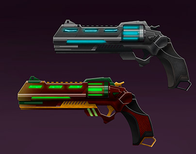 Sci-fi game revolvers, poison and electric