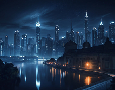 Cityscape of the night metropolis