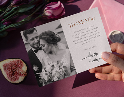 Greeting Card Thank You Card Template for Wedding