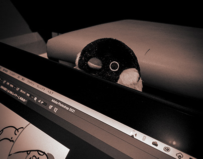 Penguin watching Photoshop.